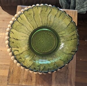 Green Indiana Glass Sunflower Bowl